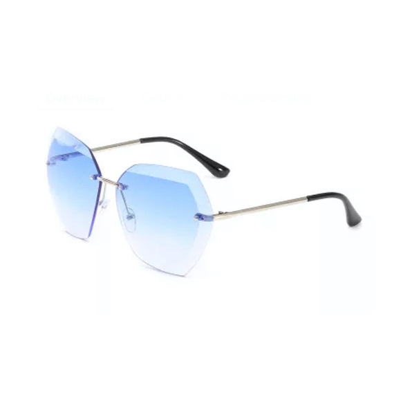 Hexagon Style Fashion SunGlasses In Light Blue - Picture 3 of 4